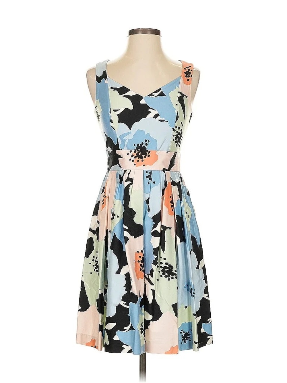 Calvin Klein Multicolor Floral Midi Dress in Blue, Pink, Black and Mint